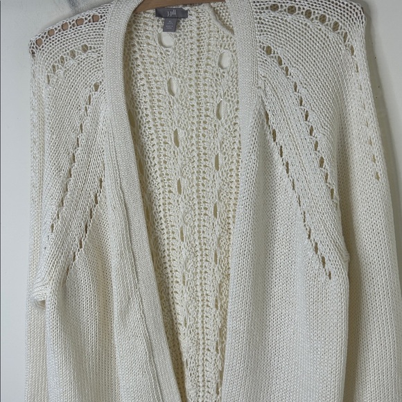 J. JILL Cream Open Knit Long Cardigan Size XL Petite - Picture 14 of 15